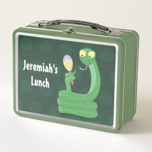 Lunch Box Drôle serpent vert avec caricature maraca