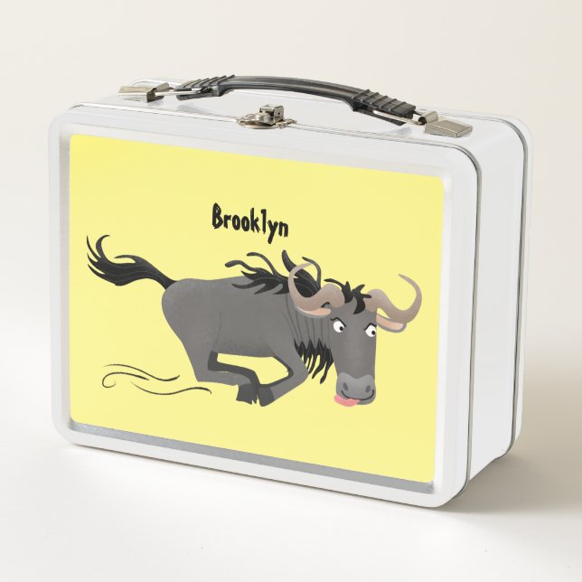 Lunch Box Drôle wildebeest tourner dessin animé illustration (Devant)