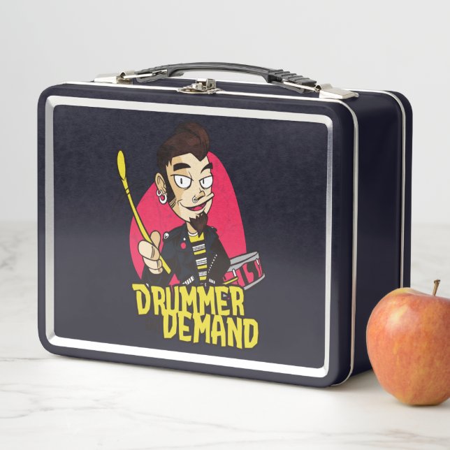 Lunch Box Drummer Guy with Drumsticks Design (En situation)