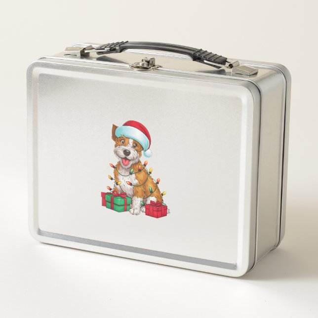 Lunch Box Éclairage de Noël Chapeau Cardigan Welsh Corgi Chi (Devant)