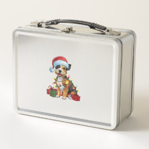 Lunch Box Éclairage de Noël Chapeau frontière Terrier Chien 