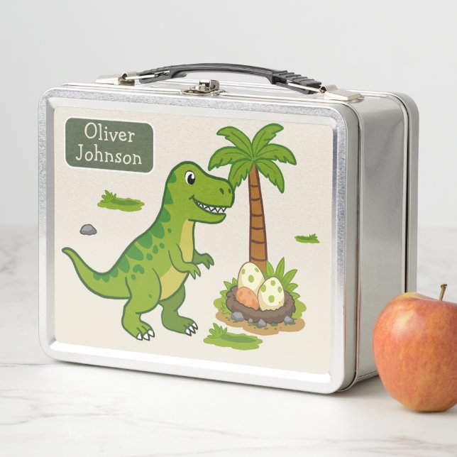 Lunch Box École de dinosaure mignon personnalisée T-Rex (En situation)