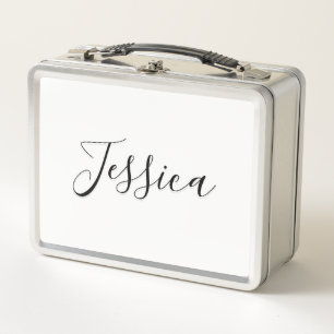 Lunch Box Écriture cursive modifiable Violet blanc et viol