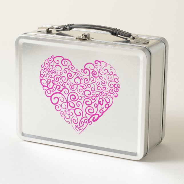 Lunch Box Écriture spirale coeur rose pour la Saint Valentin (Devant)