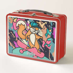 Lunch Box Écureuil rétro de rue sur skateboard Drôle