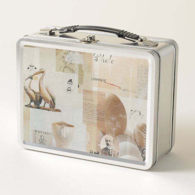 Lunch Box EggHead – Dessous de verre en collage abstrait (Devant)