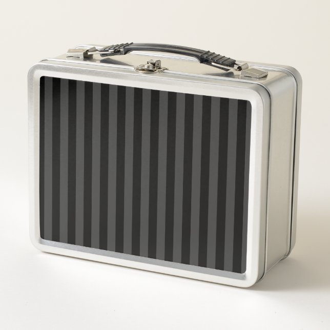 Lunch Box Elagnat Rayures noires verticales et noir fumé (Devant)