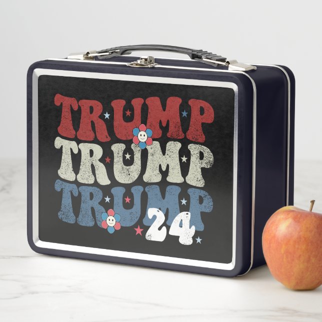 Lunch Box Élection Trump Rétro Groovy Fleur 24 2024 (En situation)