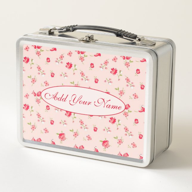 Lunch Box Élégant Floral Moderne Ajouter Votre Texte (Devant)