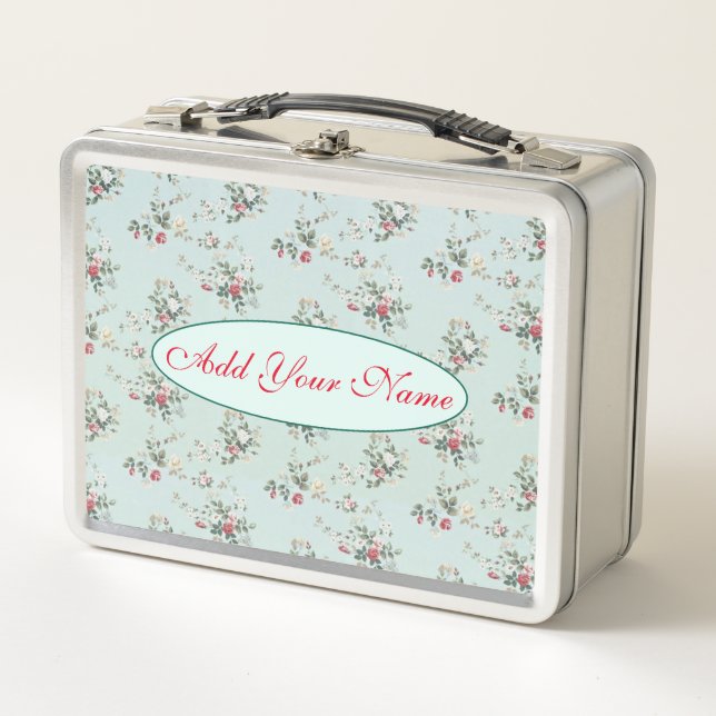 Lunch Box Élégant Floral Moderne Ajouter Votre Texte (Devant)