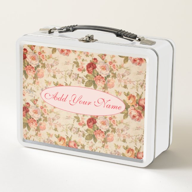 Lunch Box Élégant Floral Moderne Ajouter Votre Texte (Devant)
