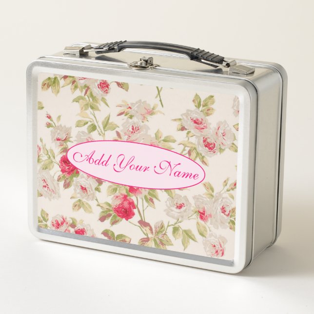 Lunch Box Élégant Floral Moderne Ajouter Votre Texte (Devant)