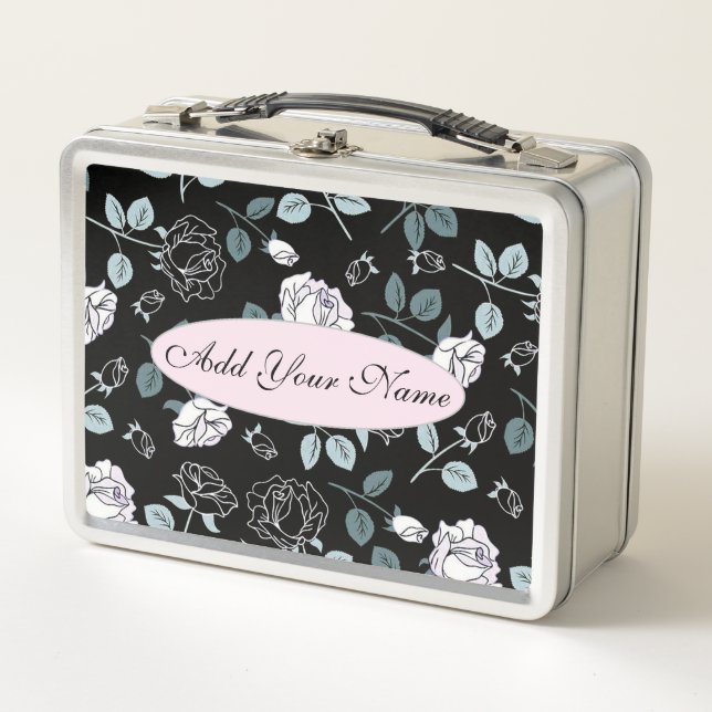 Lunch Box Élégant Floral Moderne Ajouter Votre Texte (Devant)