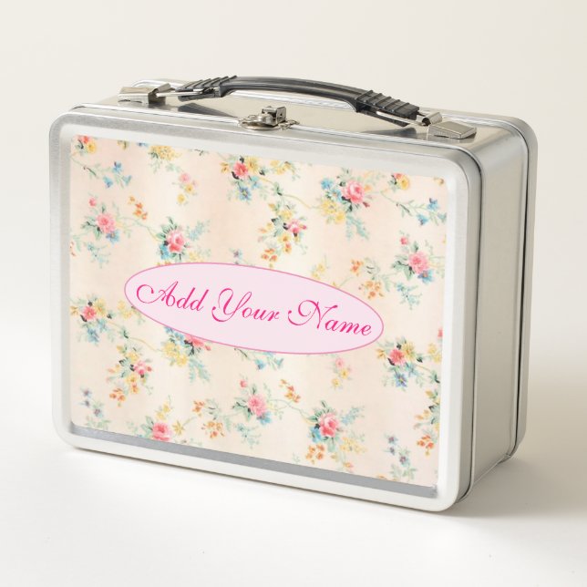 Lunch Box Élégant Floral Moderne Ajouter Votre Texte (Devant)
