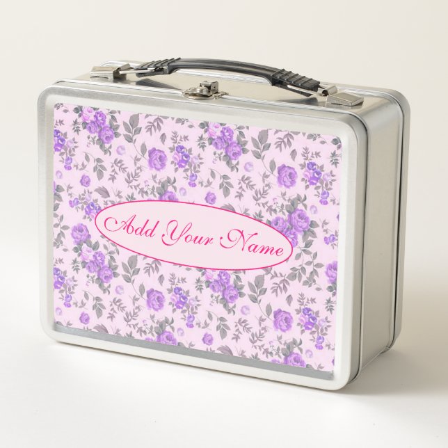 Lunch Box Élégant Floral Moderne Ajouter Votre Texte (Devant)