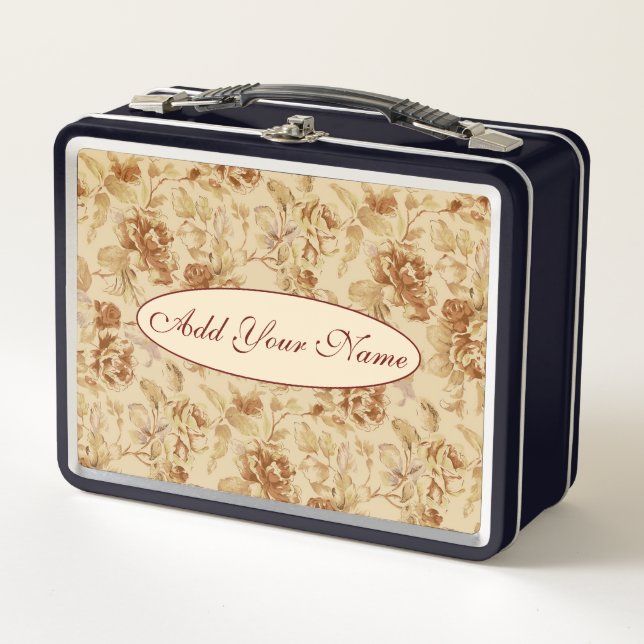 Lunch Box Élégant Floral Moderne Ajouter Votre Texte (Devant)