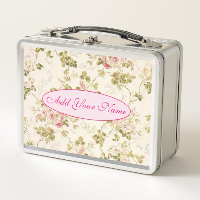 Lunch Box Élégant Floral Moderne Ajouter Votre Texte (Devant)