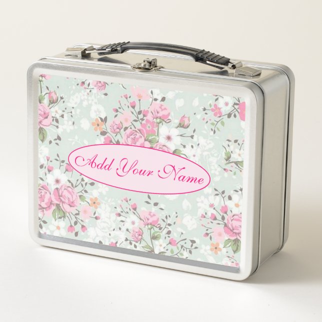 Lunch Box Élégant Floral Moderne Ajouter Votre Texte (Devant)