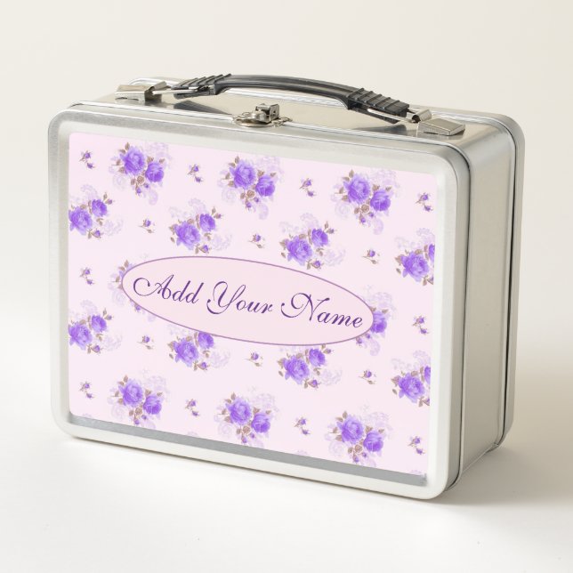 Lunch Box Élégant Floral Moderne Ajouter Votre Texte (Devant)