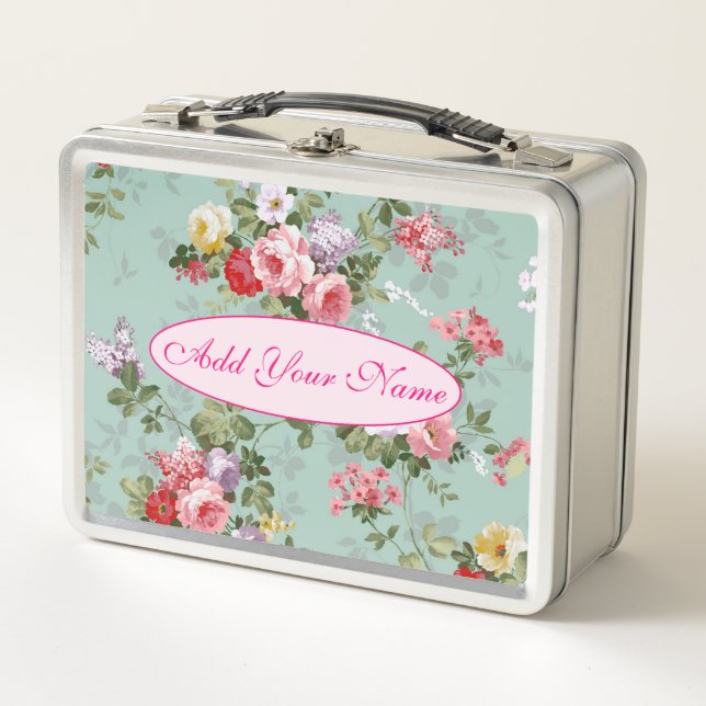 Lunch Box Élégant Floral Moderne Ajouter Votre Texte (Devant)