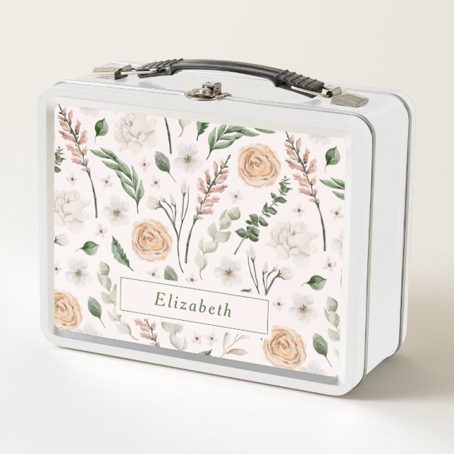 Lunch Box Elégant Floral Moderne Personnalisé (Devant)