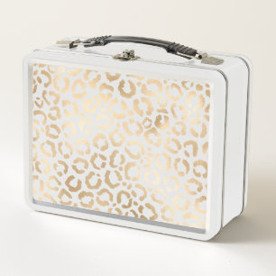 Lunch Box Elegant Gold White Leopard Cheetah Animal Print