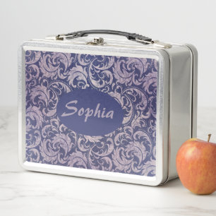 Lunch Box Élégant motif Vintage pourpre damassé