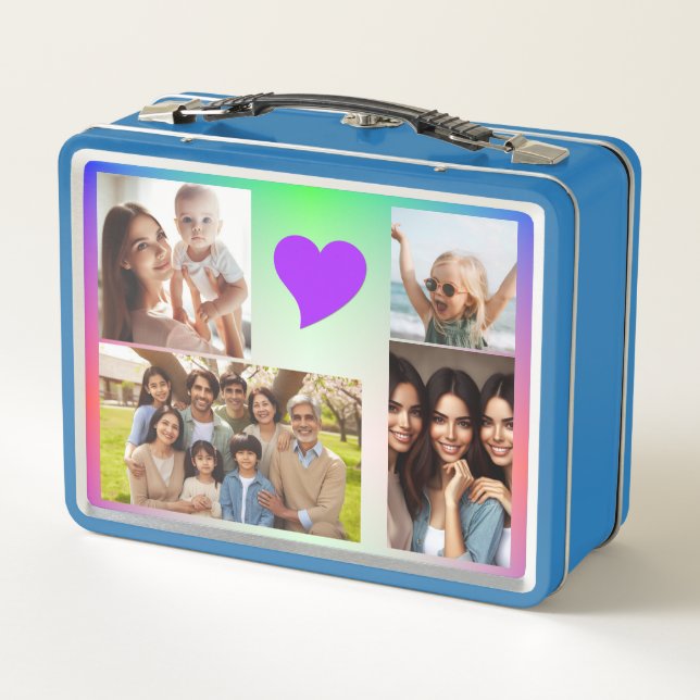 Lunch Box Élégant Personnalisé 10-Photo Rose Purple Hearts R (Dos)