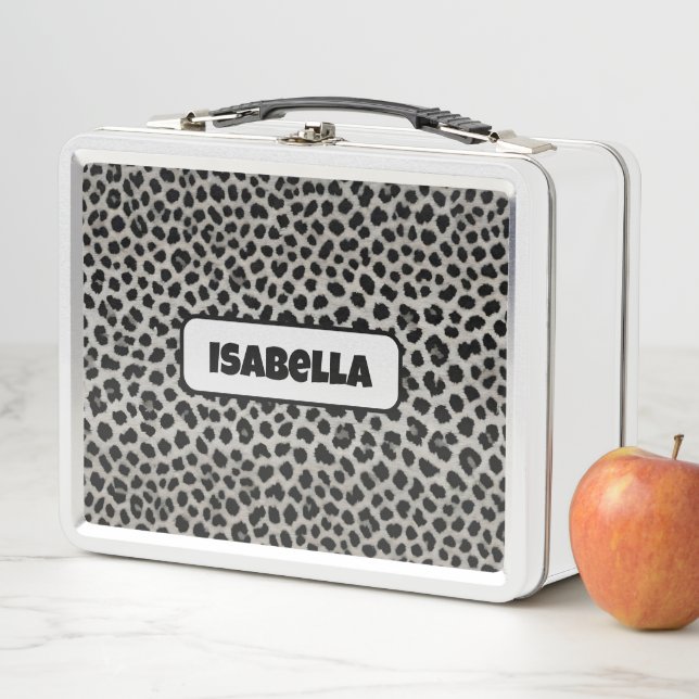 Lunch Box Elégante collection tendance Leopard blanc de luxe (En situation)