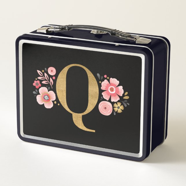 Lunch Box Élégante Fille rose noir floral (Dos)