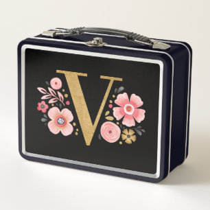 Lunch Box Élégante Fille rose noir floral