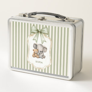 Lunch Box Éléphant à l'aquarelle étreignant un ours en peluc