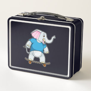 Lunch Box Elephant comme patineur avec skateboard