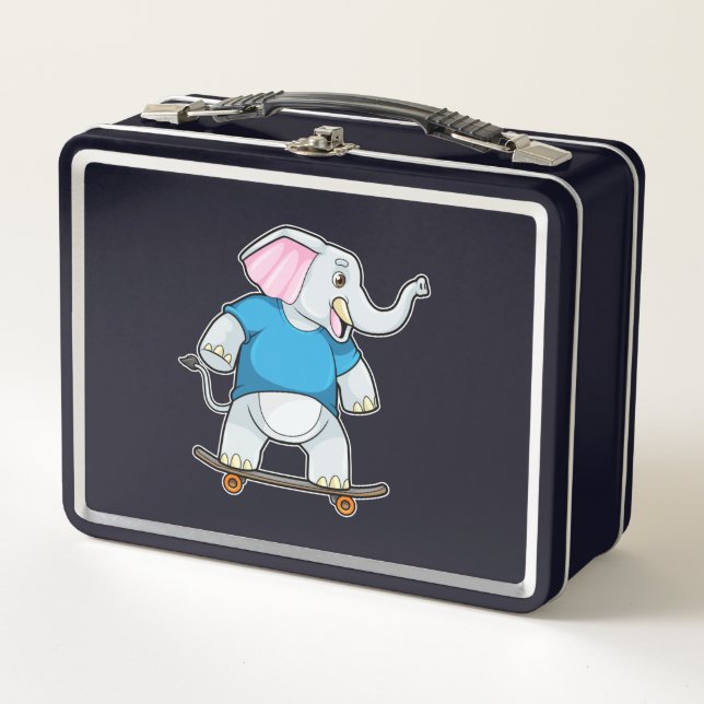 Lunch Box Elephant comme patineur avec skateboard (Devant)