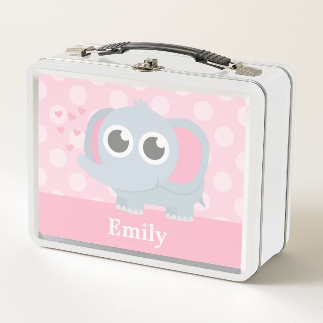 Lunch Box Éléphant Mignon Soufflant des Cœurs Avec sa Trompe (Devant)
