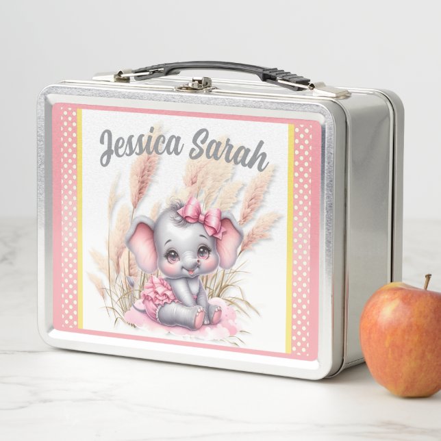 Lunch Box Eléphant rose doux - Sourires d'arachide (En situation)