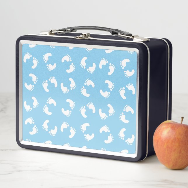 Lunch Box Empreintes bébé, Pied bébé, Marches, Bleu, Garçon (En situation)