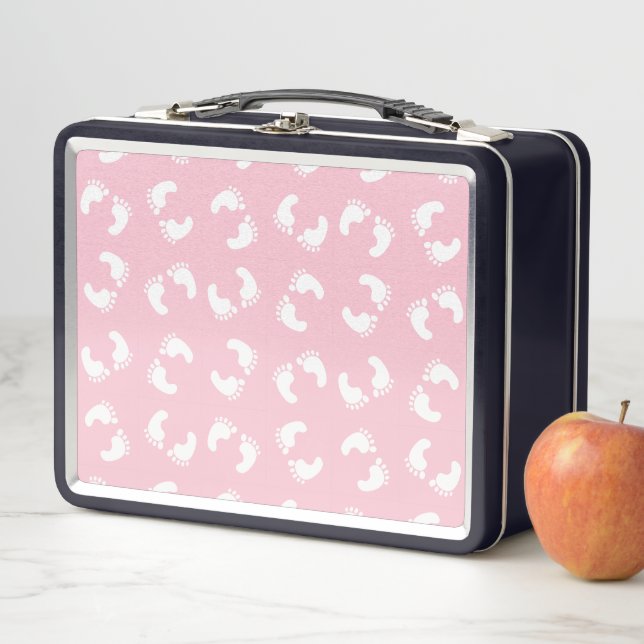 Lunch Box Empreintes Bébé, Pied Bébé, Marches, Fille Rose (En situation)