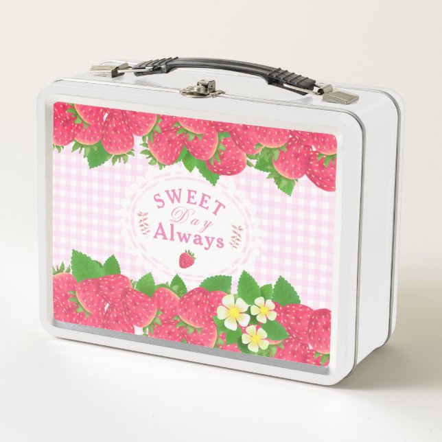 Lunch Box En vichy rose fraise (Devant)