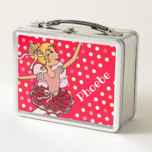 Lunch Box Enfants nom ballerine blonde fille rouge rose boît