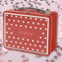 Enfants personnalisés Filles Nom Pink Hearts Schoo