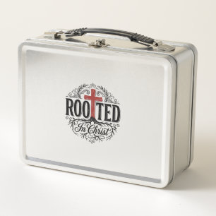 Lunch Box Enraciné dans le design de croix chrétienne vintag