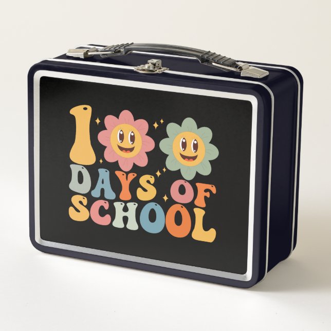 Lunch Box Enseignant Enfants Rétro Groovy 100 Jours D'école  (Devant)