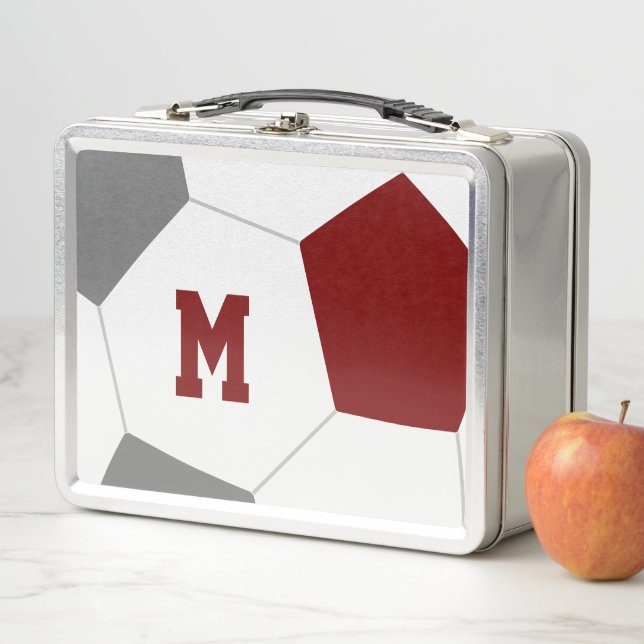 Lunch Box équipe maroon gris couleurs joueur de football mon (En situation)