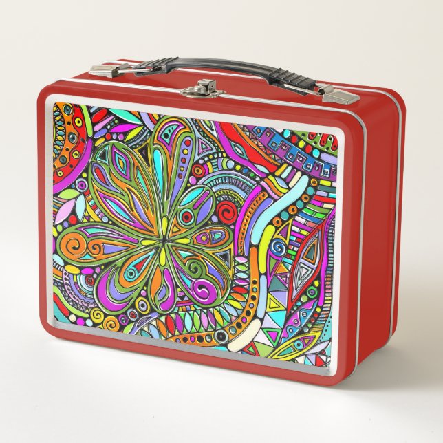 Lunch Box Esquisse Imaginaire Art - Fleurs Abstraites 1 (Devant)