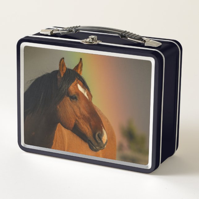 Lunch Box Étalon sauvage, Lumière dorée et Arc-en-ciel (Devant)