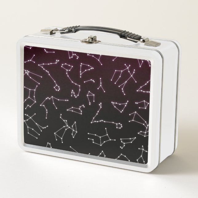 Lunch Box Étoiles de constellation en zodiaque blanc violet  (Devant)