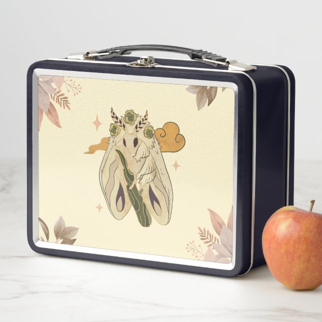 Lunch Box Fae Beige Graphisme Art, Mystique Moth (En situation)