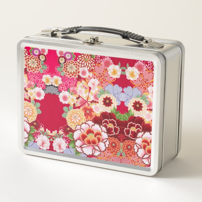 Lunch Box Falln Red Floral Burn (Devant)