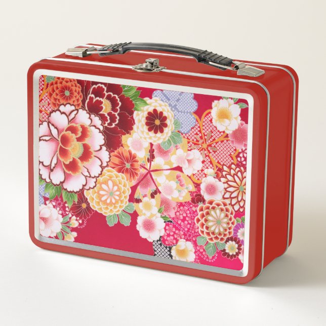 Lunch Box Falln Red Floral Burn (Devant)